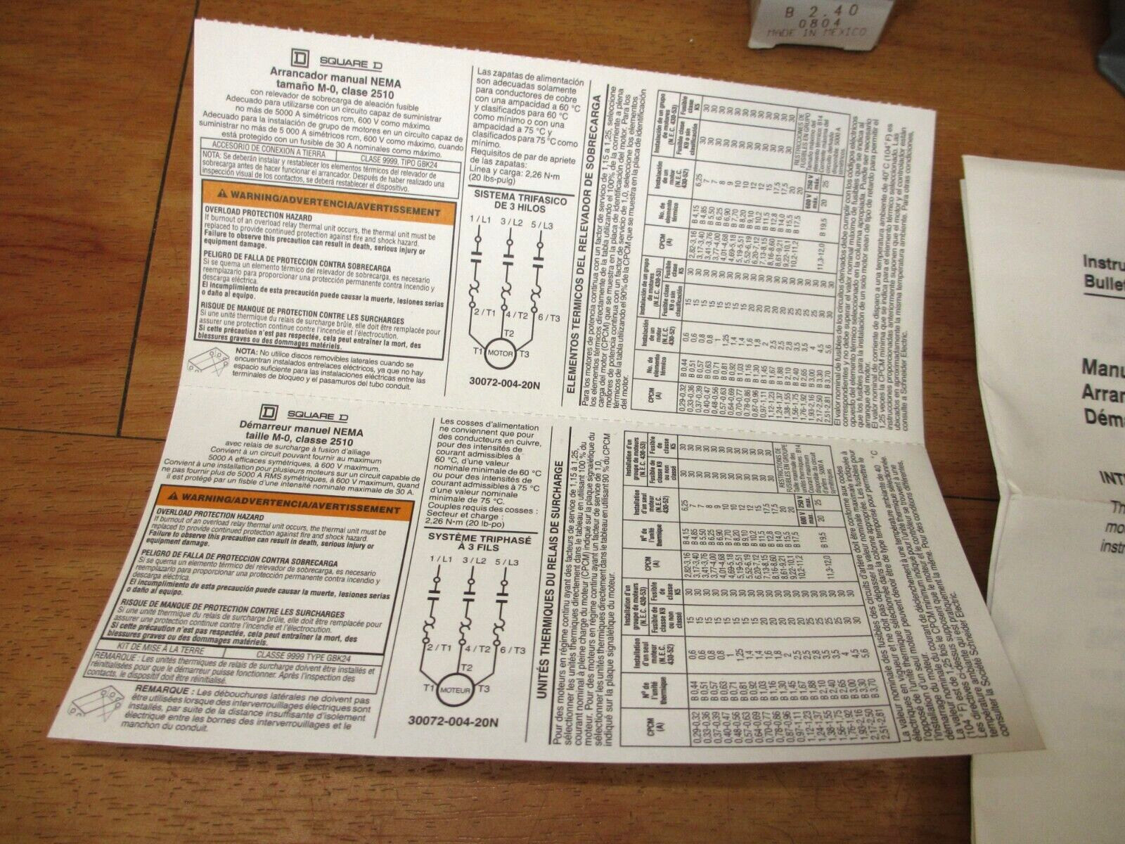 Square D 2510MBA2 *NEW* AC Manual Starter Switch