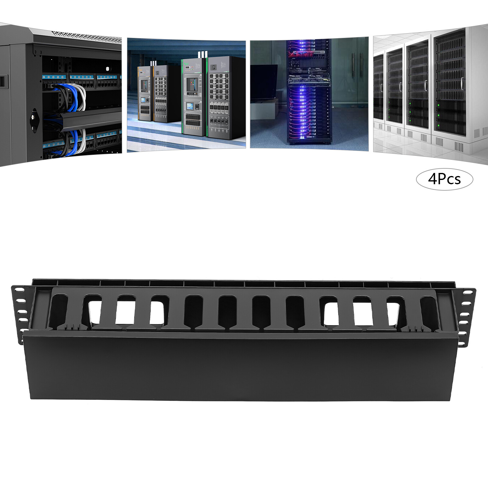 4pcs Horizontal Rack Mount Cable Management Cable Organizer Cable Raceways