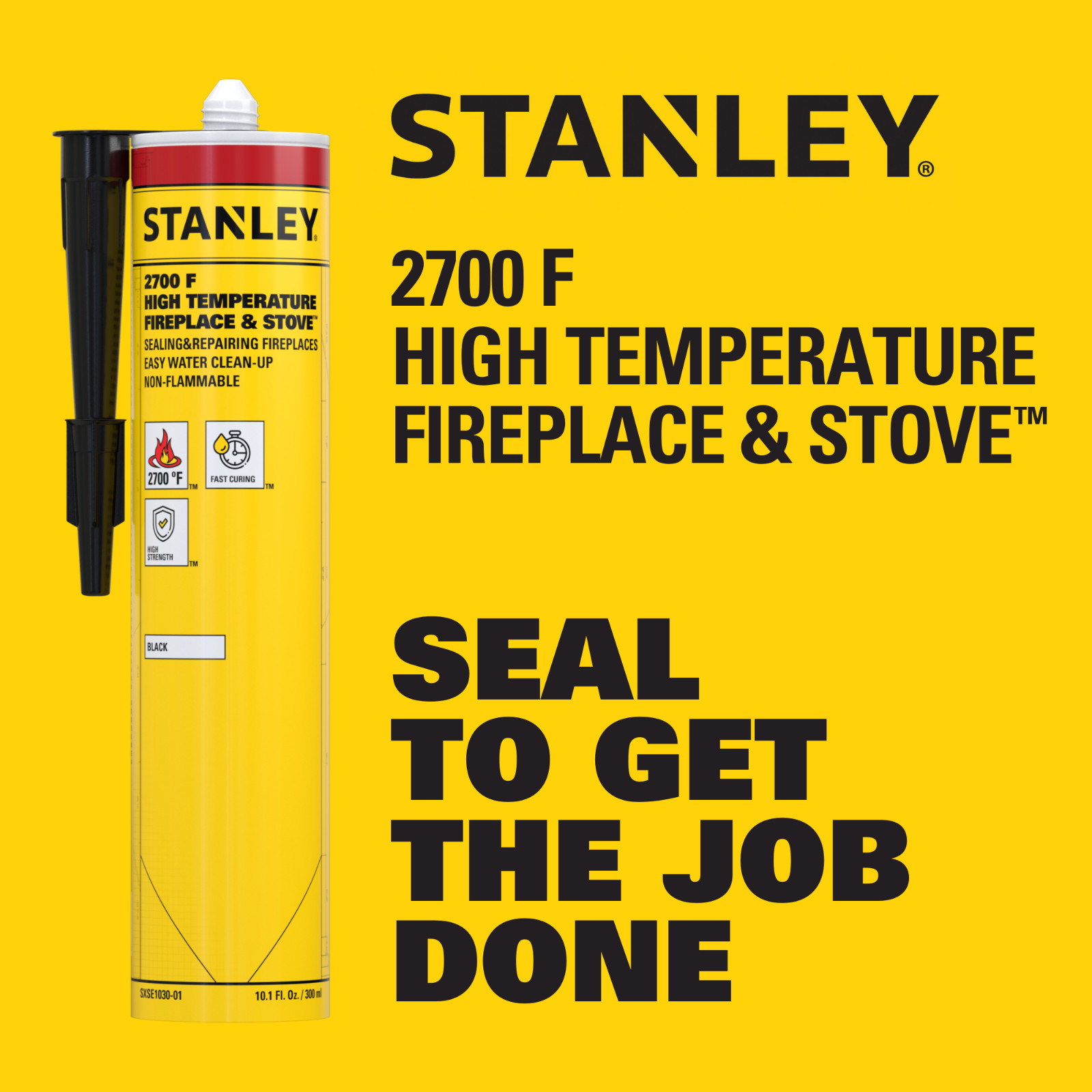 Stanley 2700°F High Temperature Sealant, Fireplace & Stove, 10.1oz 1 Pack Black