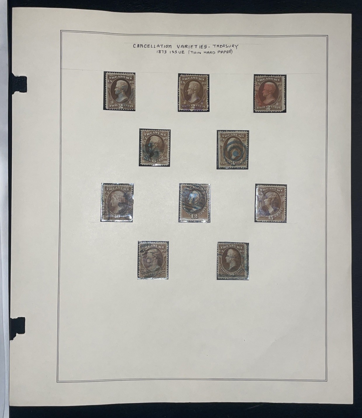 Cancellation Varieties Us Treasury Stamps 1873 Issue Used