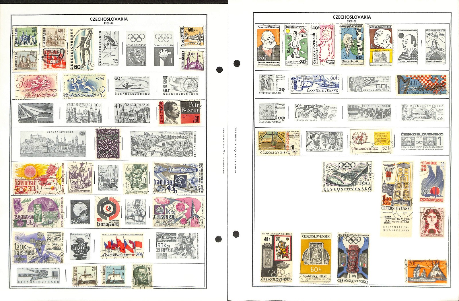 Czechoslovakia Stamp Collection on 50 Harris Pages, 1918-1983 (BK)