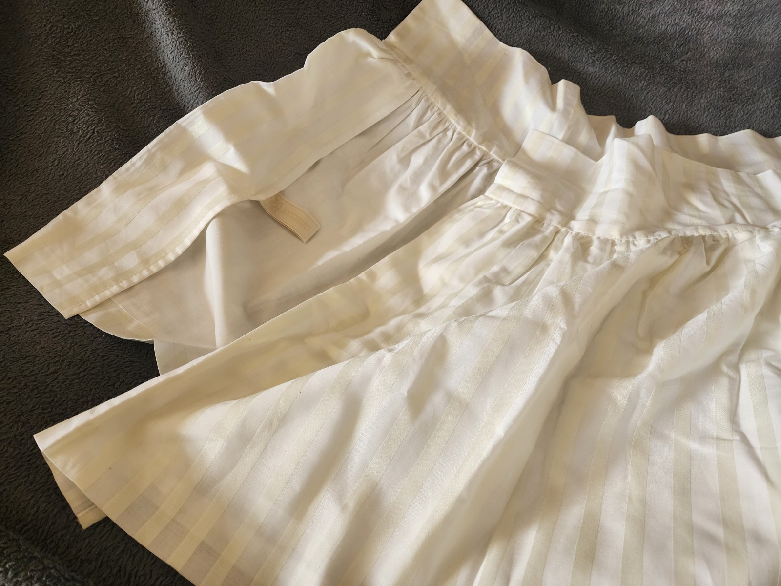 Anichini Euro Bed Skirt Set - 2x-82"x20" 1x-64"x20" Cream Striped Damask USA