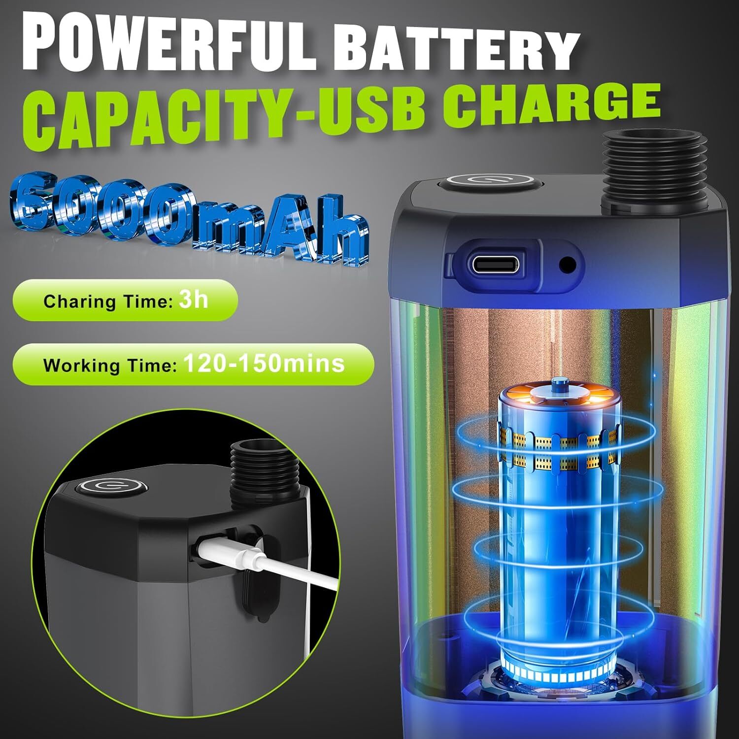 Portable Shower for Camping, 6000mAh Rechargeable Camping Shower 4 Spray Modes