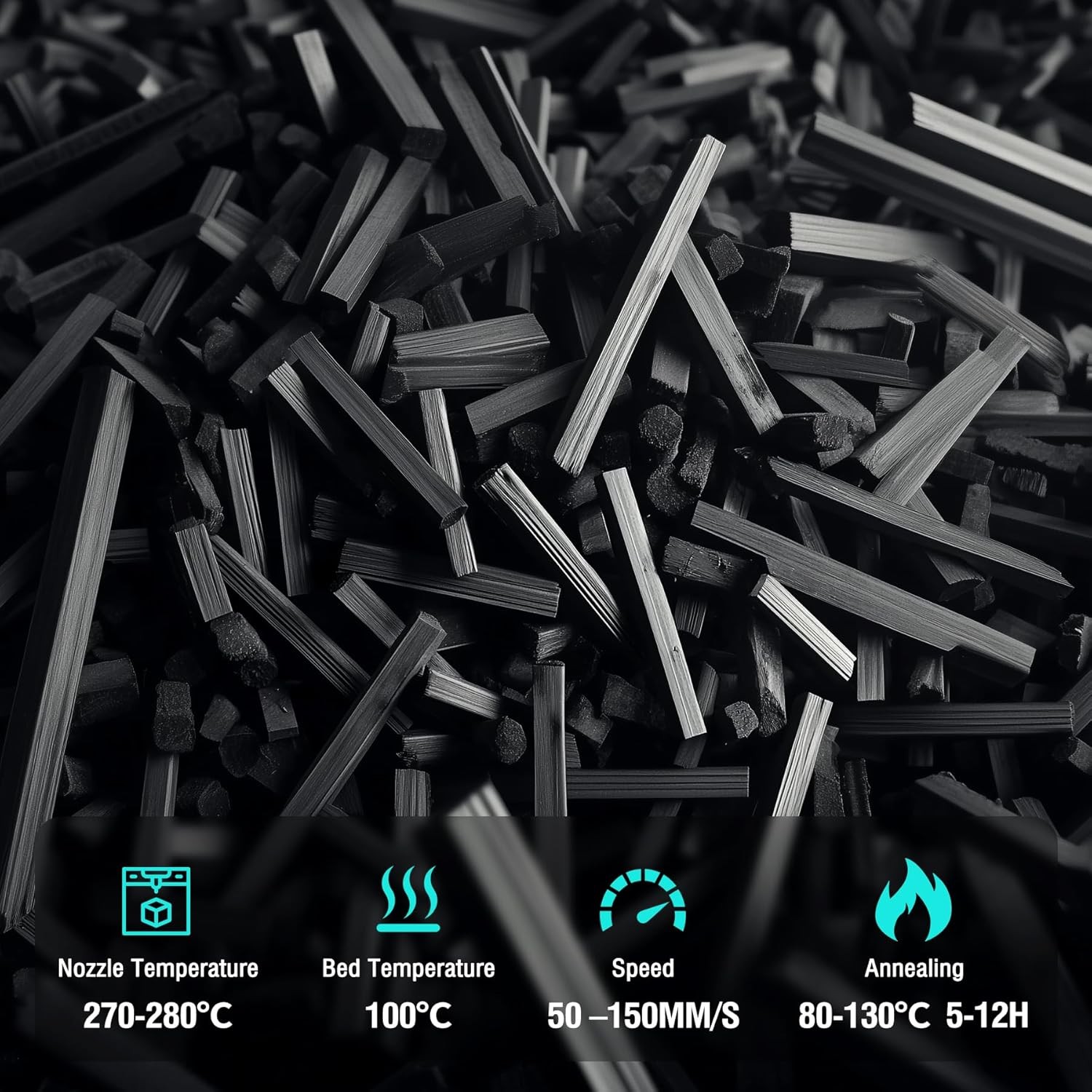 SUNLU PA6-CF Carbon Fiber Nylon Filament 1.75mm 4*1KG Stiff & Heat Resistant