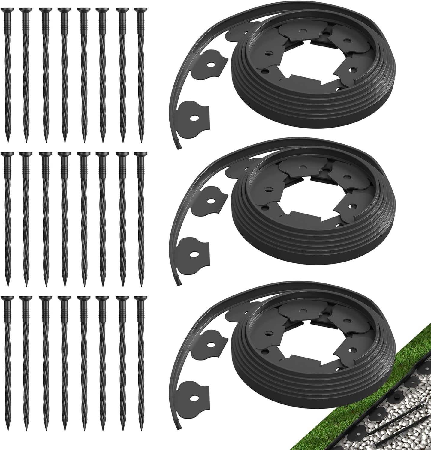 Durable 100ft Paver Edging Border Kit with 120 Spikes - Easy Installation