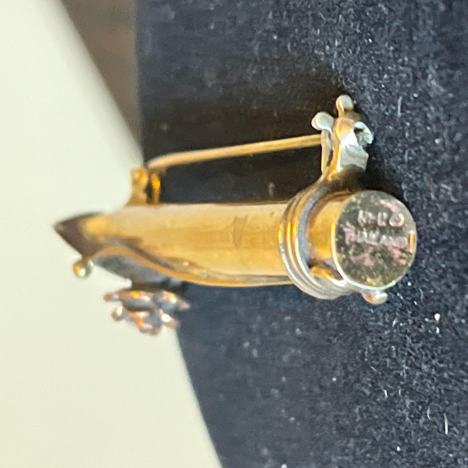 Vintage Tussie Mussie Posey Holder Pin Brooch Brass Thailand