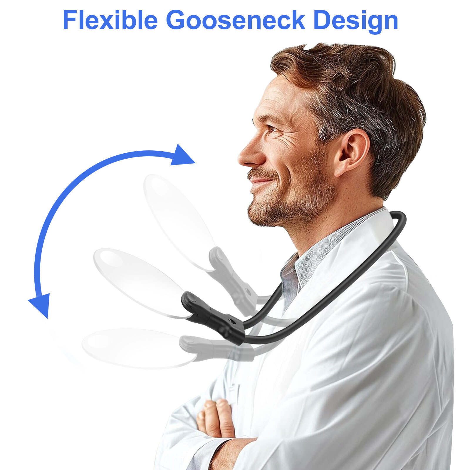 3X Detachable Hands-Free Neck Wear Magnifying Glass for Low Vision Seniors