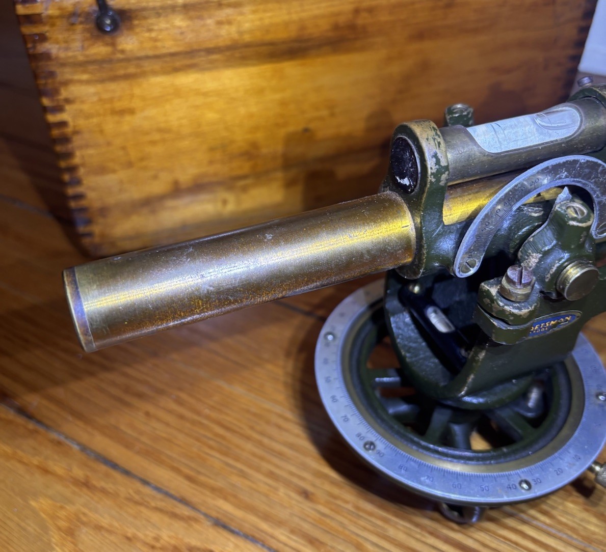 Vintage Sears Craftsman Surveying Transit Bubble Level Brass Scope Wooden Box