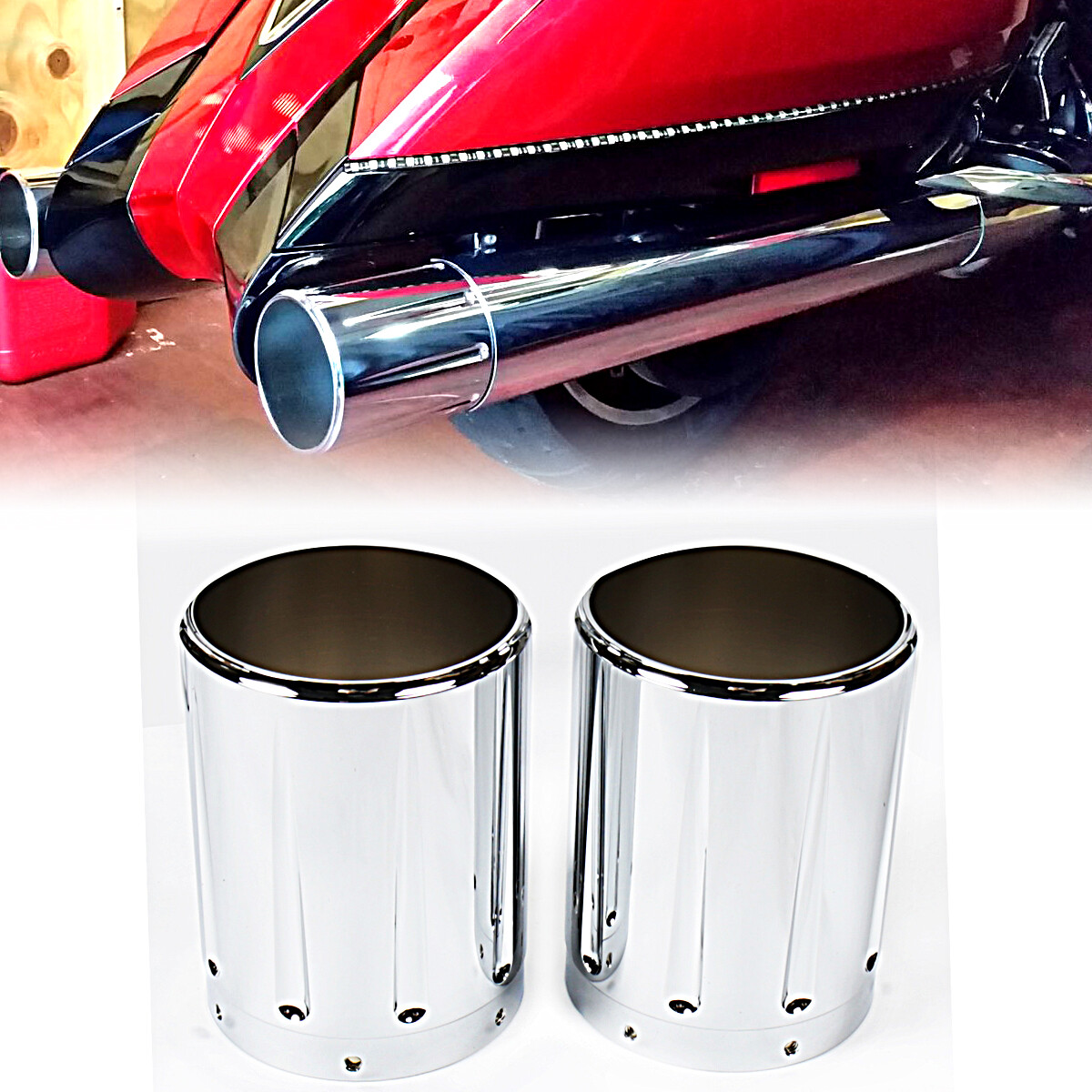1Pair Chrome Shallow Cut Exhaust tips For Victory Hardball Cross Country Models