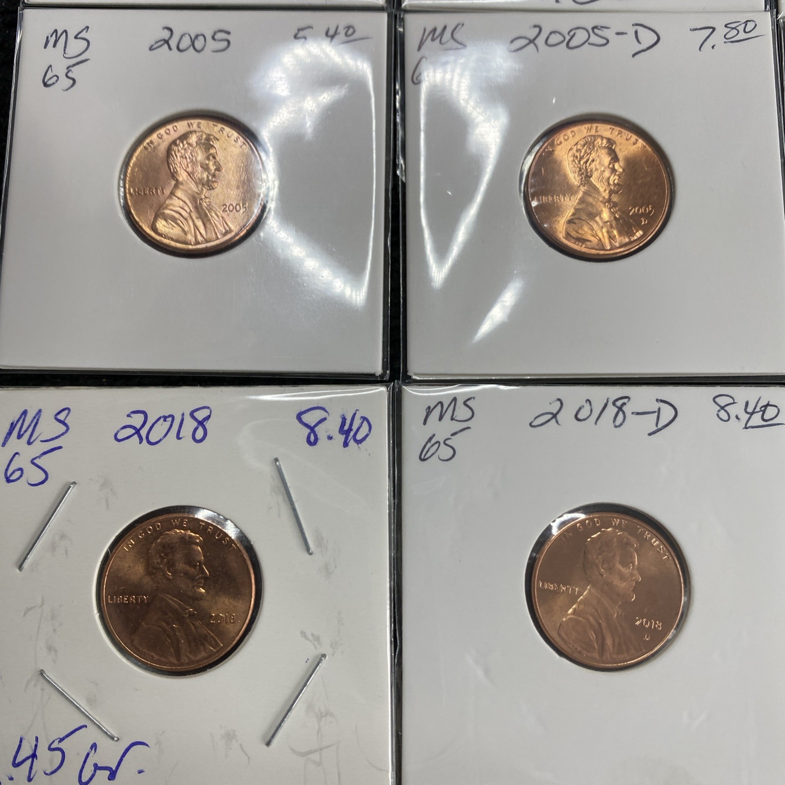 LINCOLN CENT P/D Lot of 10 Red BU 1996-2022 & A Lot of 10 1969-2000 Error Coins