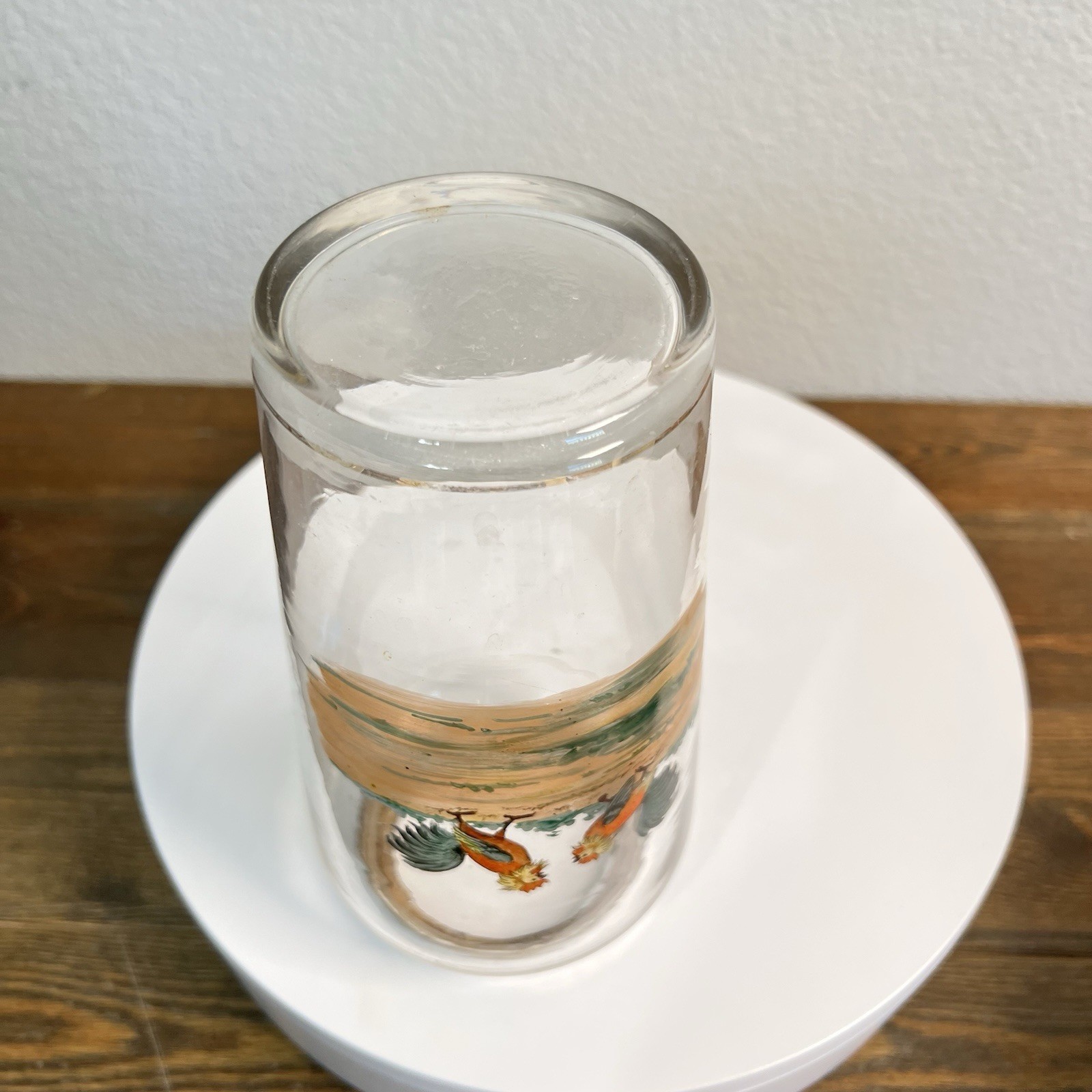 1940s Cocktail Shaker Hand-painted Rooster Silver Plated Vintage Art Deco 9"