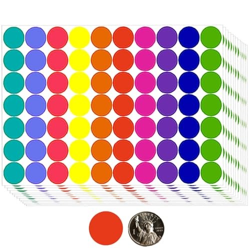 1400 PCS 1" Colored Dot Stickers Round Color Coding Labels Circle Dots Labels