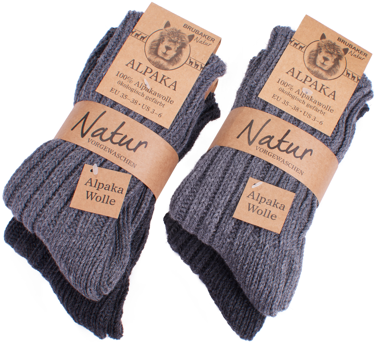 BRUBAKER Men's Women's Alpaca Wool Socks Winter Socks for Men Women 4 Pair Pack