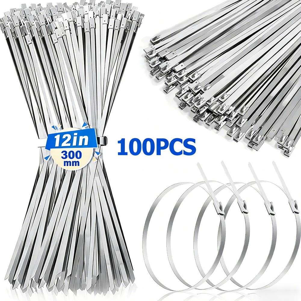 304 Stainless Steel Metal Zip Ties Heavy Duty Self Locking Cable Ties 198-400lbs