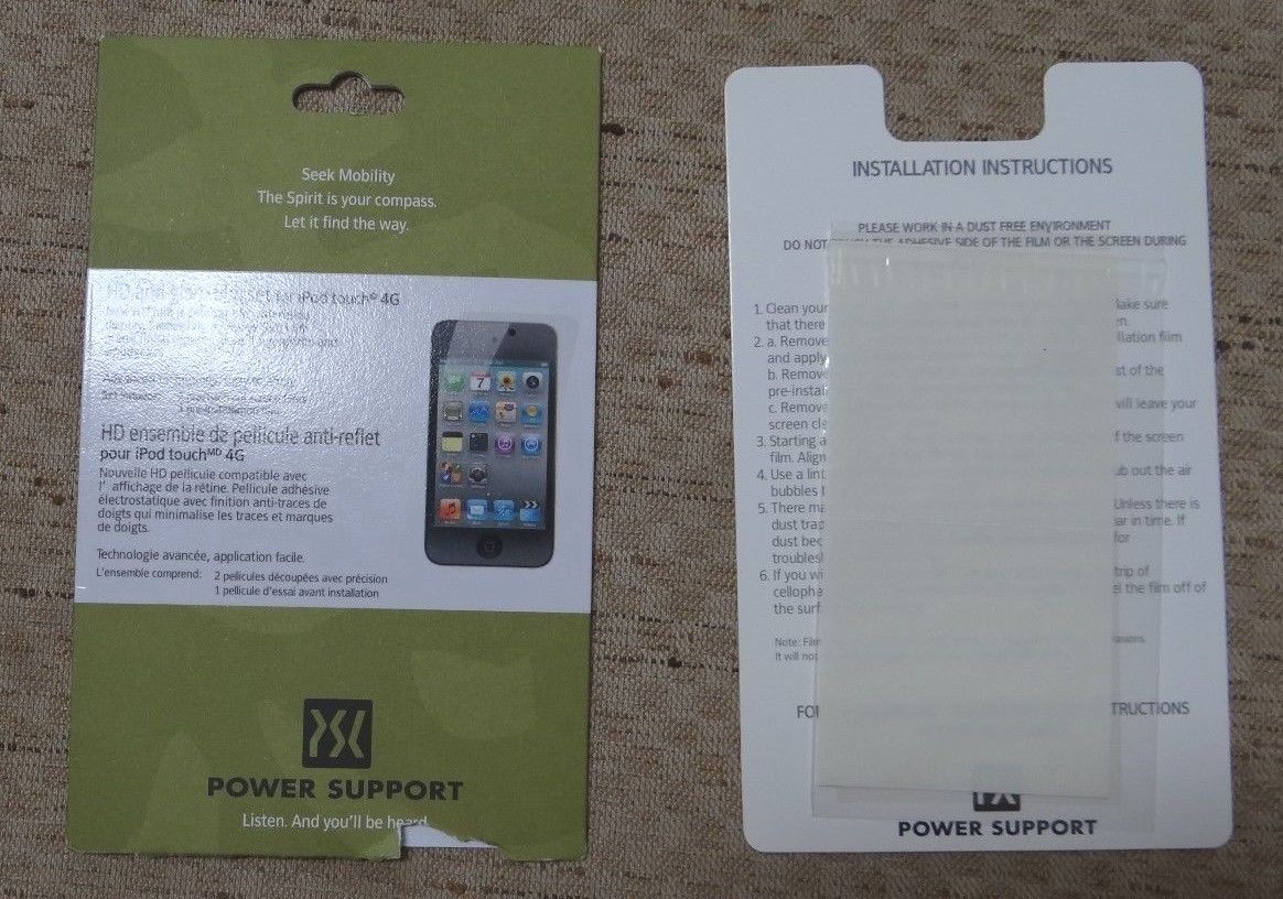 NWOT POWER SUPPORT HD ANTI-GLARE FILM SET FOR iPOD TOUCH 4G