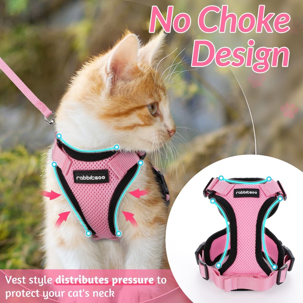 Cat Harness and Leash Escape Proof Soft Adjustable Vest Breathable Reflective