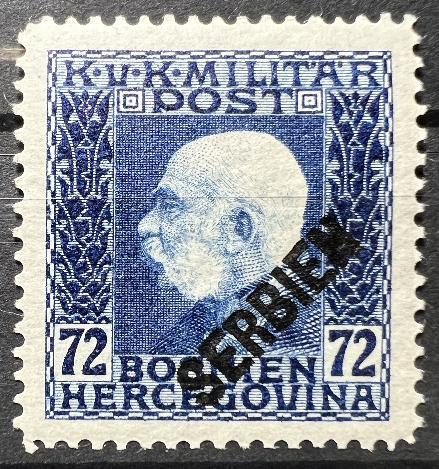 Austro Hungarian 1916 Military Post 72 Heller Overprint SERBIEN Bosnia Stamp MH