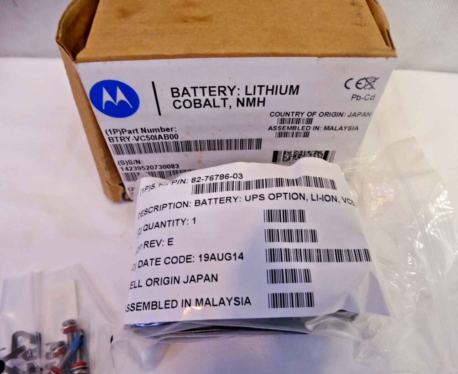 Motorola BTRY-VC50IAB00, Lithium-ion Cobalt Battery UPS, NEW