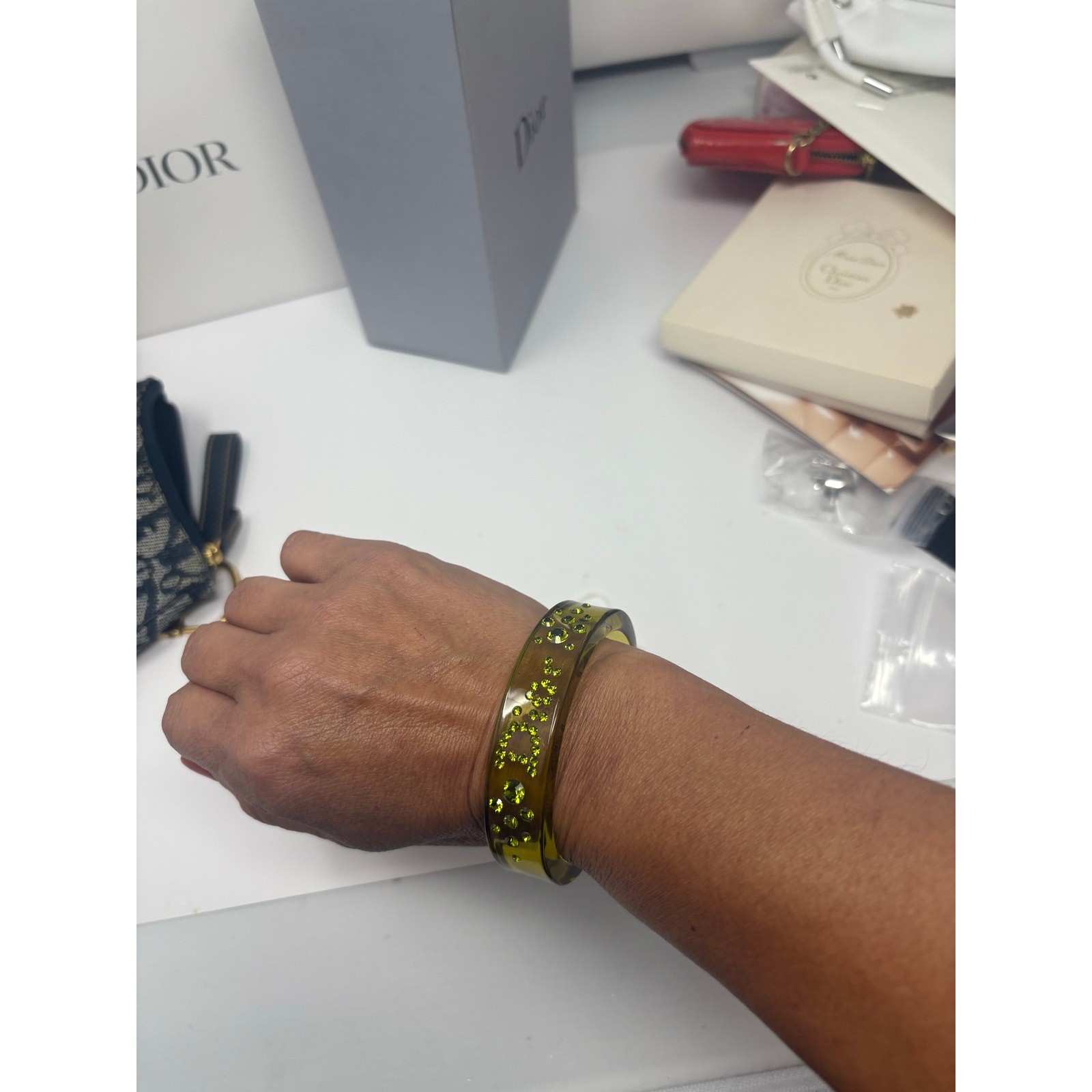 Christian Dior Boutique Paris resin cuff bracelet, likely from the early 2000s c