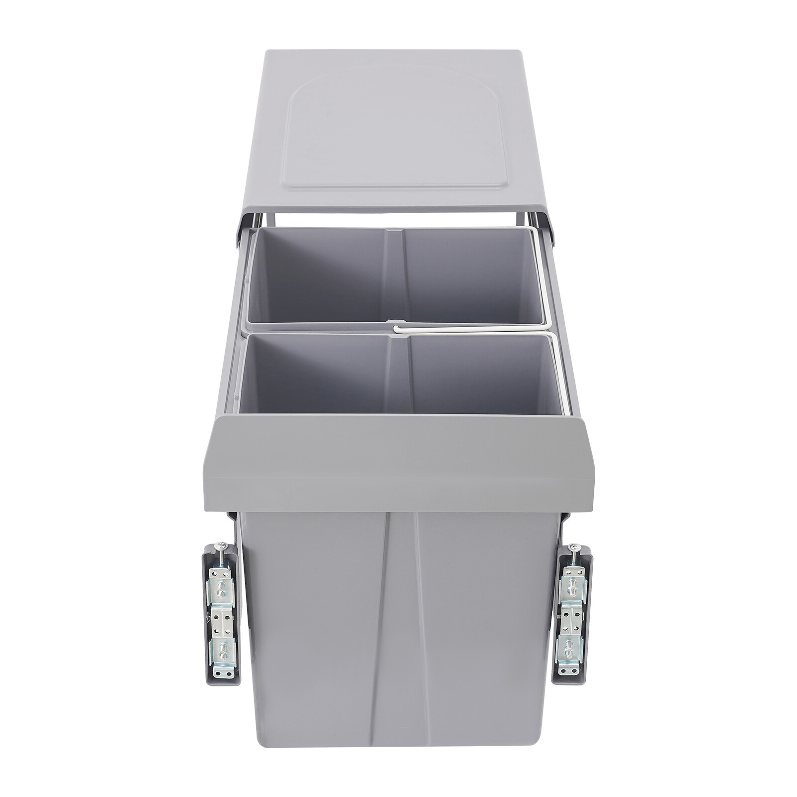 4.4Gal Under Cabinet Dual Pull-Out Trash Can Kitchen 20L Sliding Waste Bin Grey