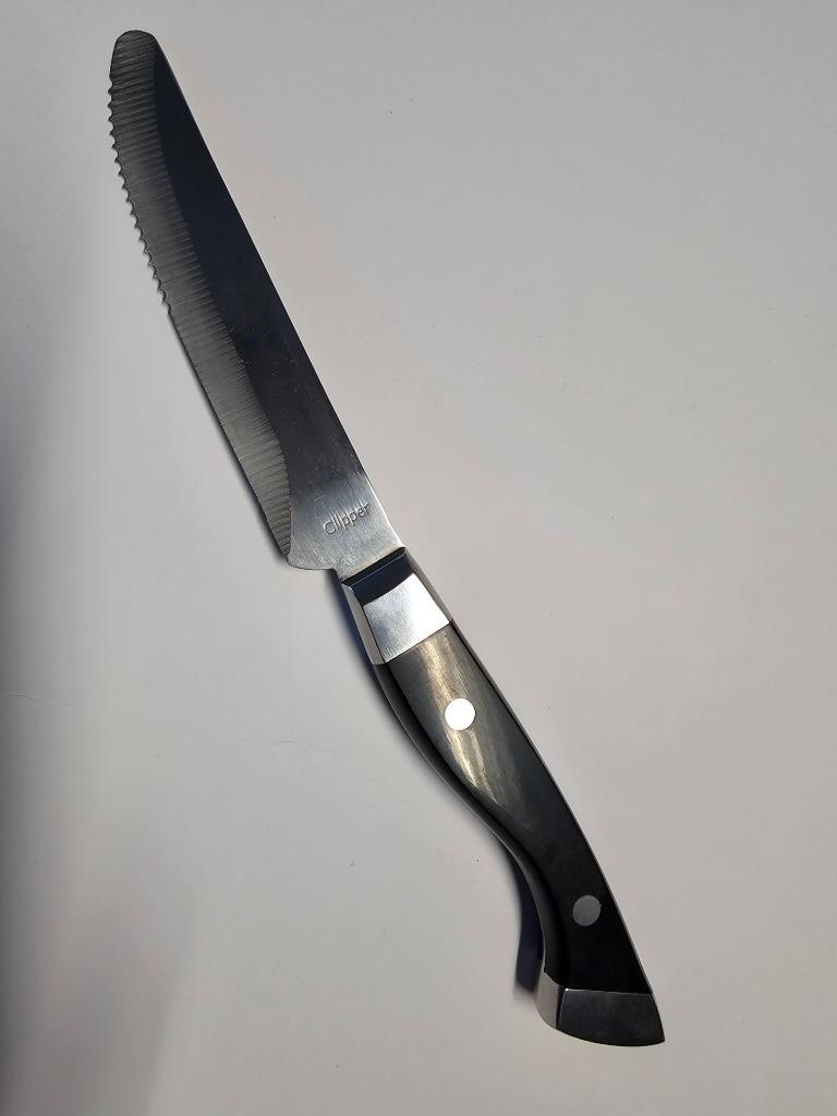 Lot of 12 Steak Knives Black Longhorn Pom Handle 10.25" Clipper 12013CGD H/D