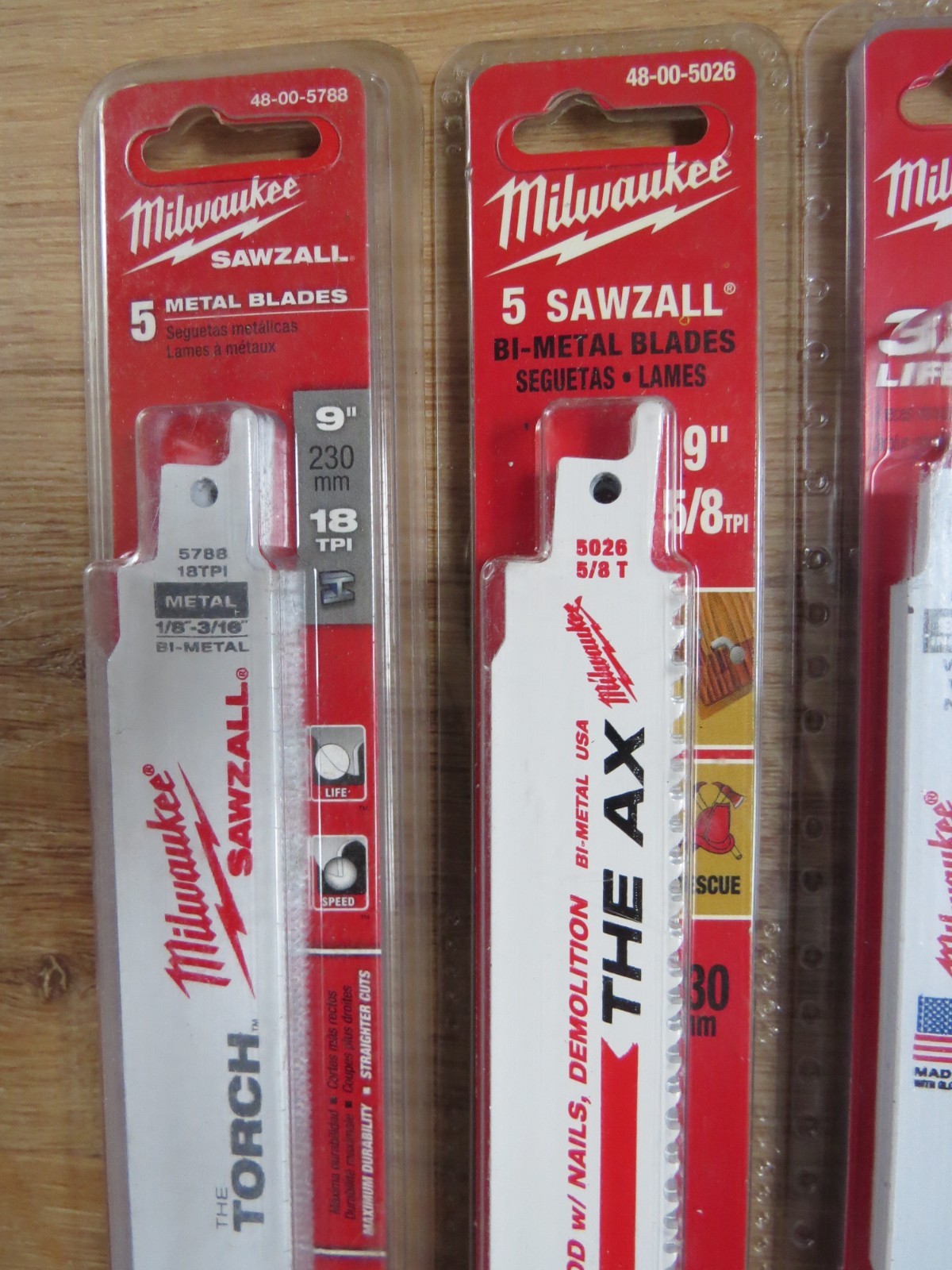 Lot of 4 Milwaukee Sawzall 9" blade 5 packs, #5036, #5706, #5026, & #5788