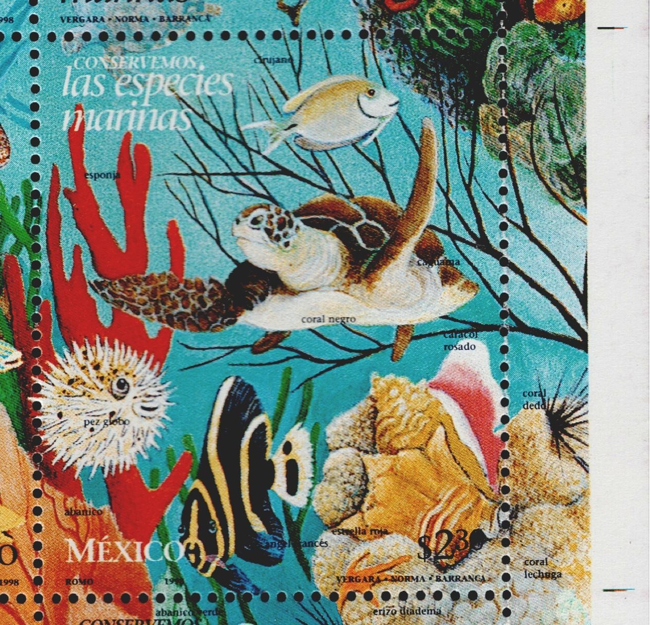 Mexico Fauna Marine Life Turtles Fish stamp 1998 MNH A-5