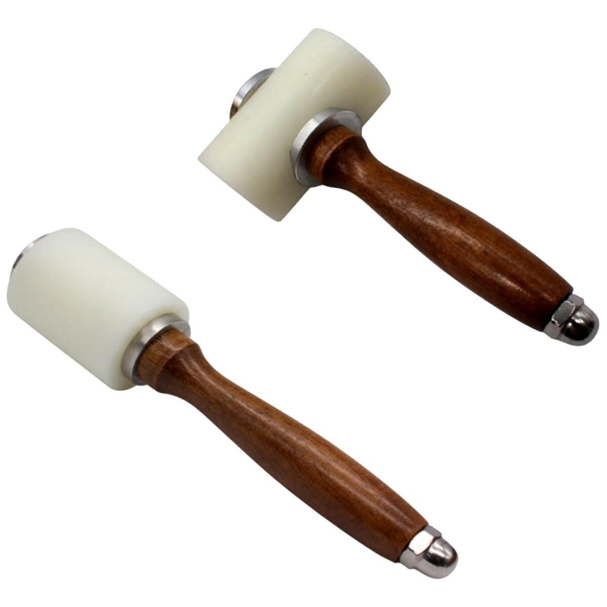 2 Pcs Leather Carving Hammer, Leathercraft Tool Nylon Head Wooden Handle Mallet