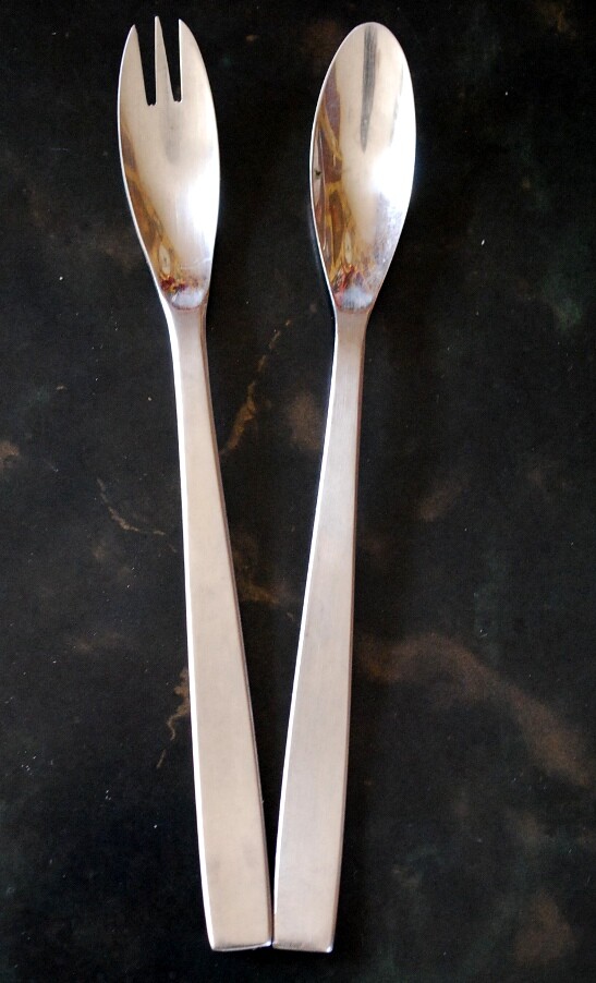INDIVIDUAL HORS d'OEUVRES SET Vintage MODERN Amboss Austria Stainless Fork Spoon