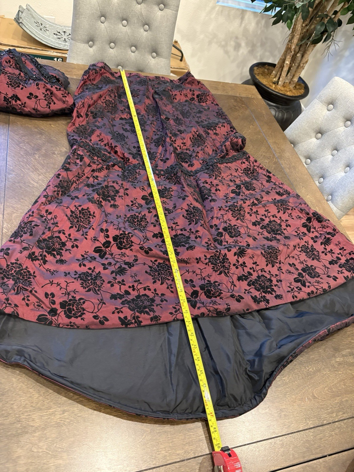 Victorian Reenactment Women’s Burgundy Floral Dress, Jacket & Bodice Set