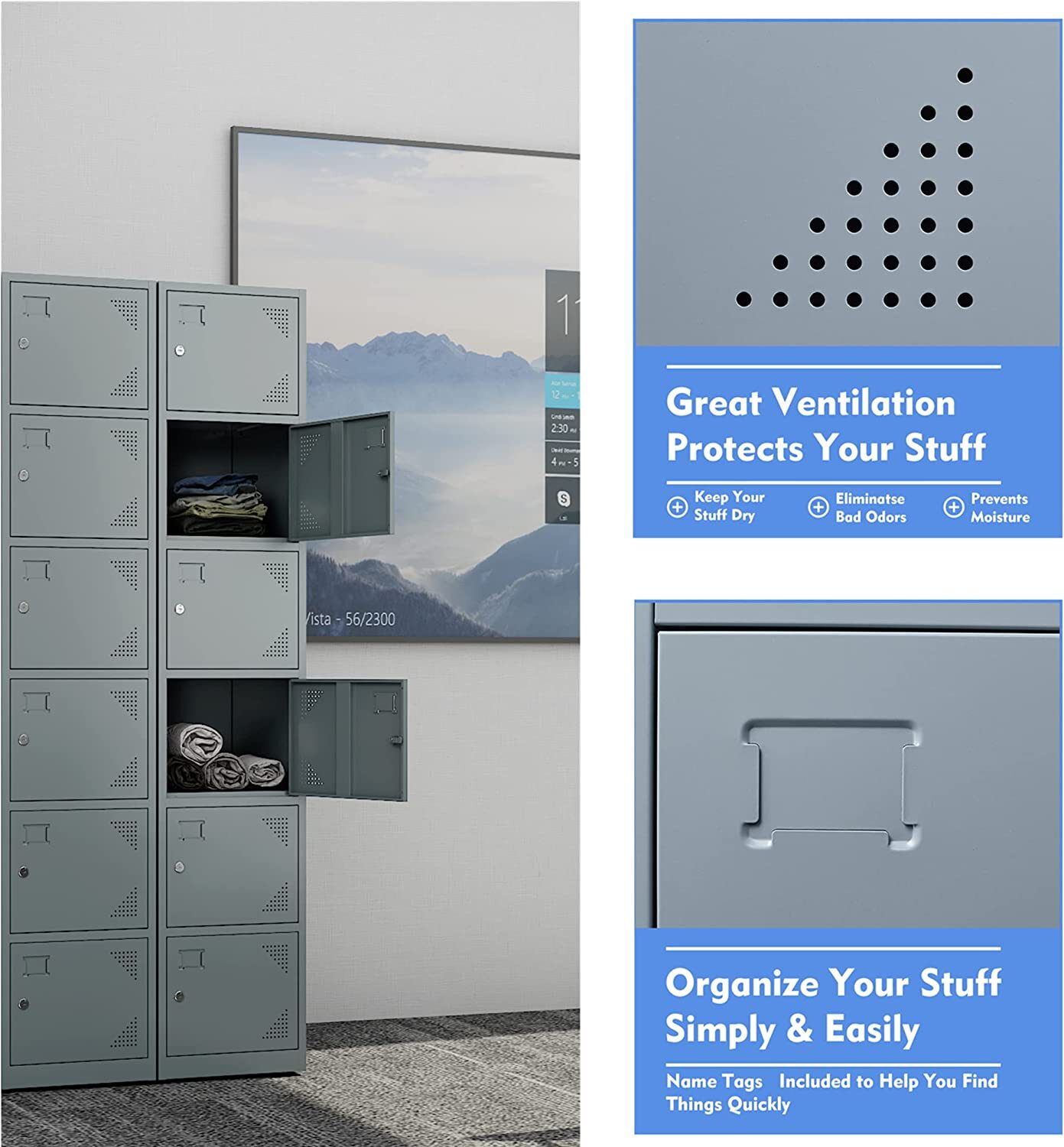 School Locker Steel Metal Storage Locker Cabinet with 6 Doors for Employees 71H