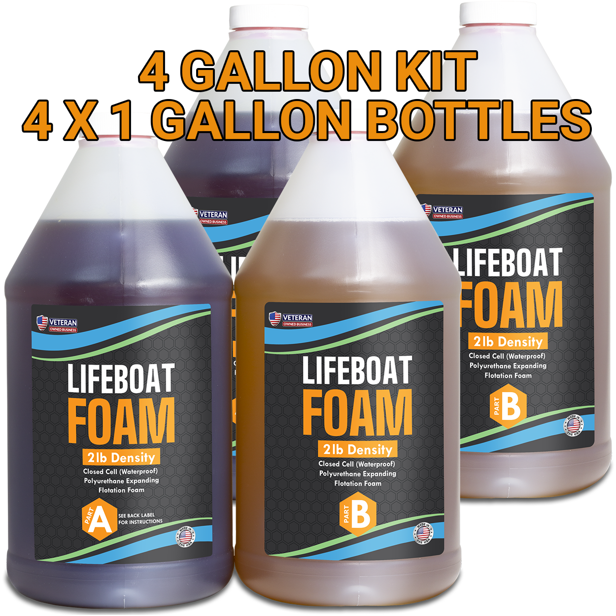 4 Gal 2-Part Pour Foam 2Lb Density kit Closed Cell Liquid Expanding Polyurethane