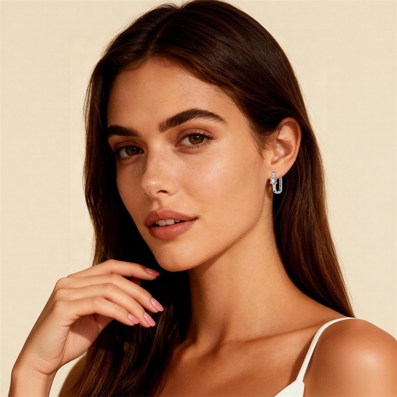 KUNSIR 925 Sterling Silver Star and Moon Square Hoop Earrings for Women Gifts