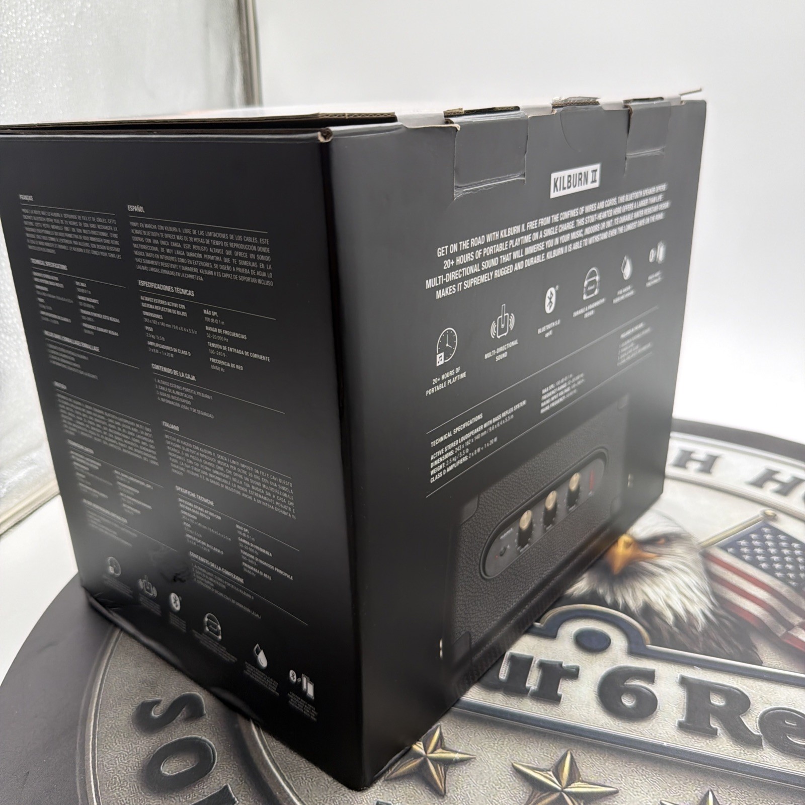 Marshall Kilburn II Portable Bluetooth Speaker, Black and Brass