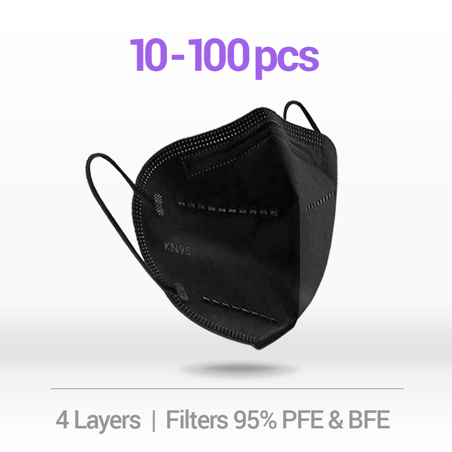 10-100 BLACK PROMASK KN95 Disposable Face Masks 4 Layers Filters 95%+ PFE & BFE