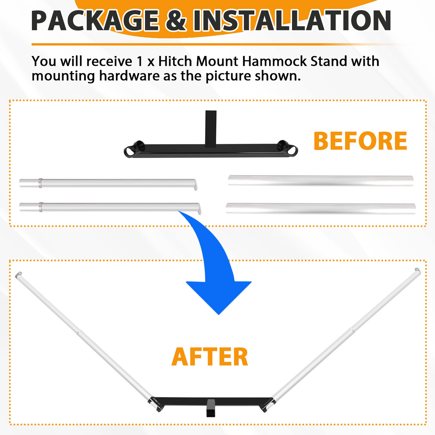 Hitch Mount Hammock Stand For All 2" Receiver Class III & IV Trailer Hitch Stand