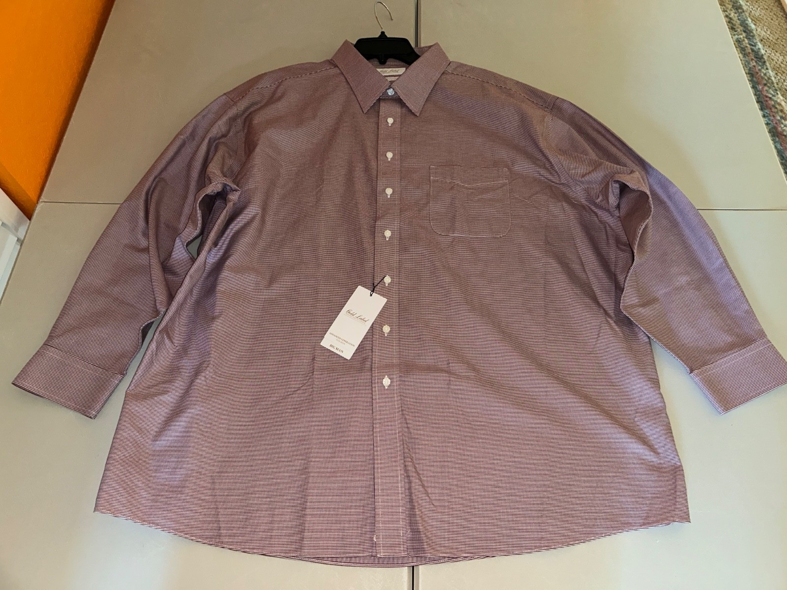 NWT's Roundtree Yorke Gold Label Dobby Red 19 36/37 Big Dress Shirt