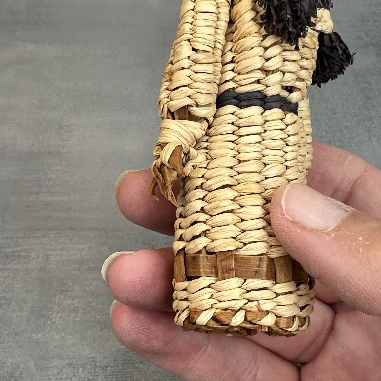 Vintage Native American Skokomish / Yakama Basketry Basket Doll Woman Dress 6”