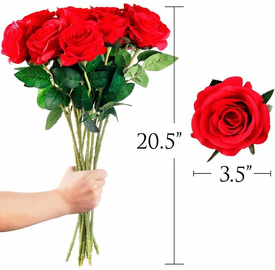 20× Red Silk Roses Artificial Flowers Realistic Bouquet Romantic Gift Home Decor