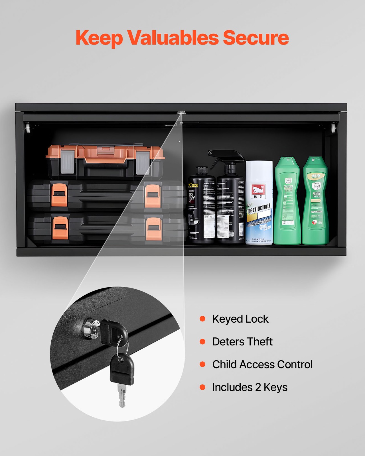 VEVOR Metal Wall Cabinet 120 lbs per Shelf Garage Wall Cabinet with Up-Flip Door