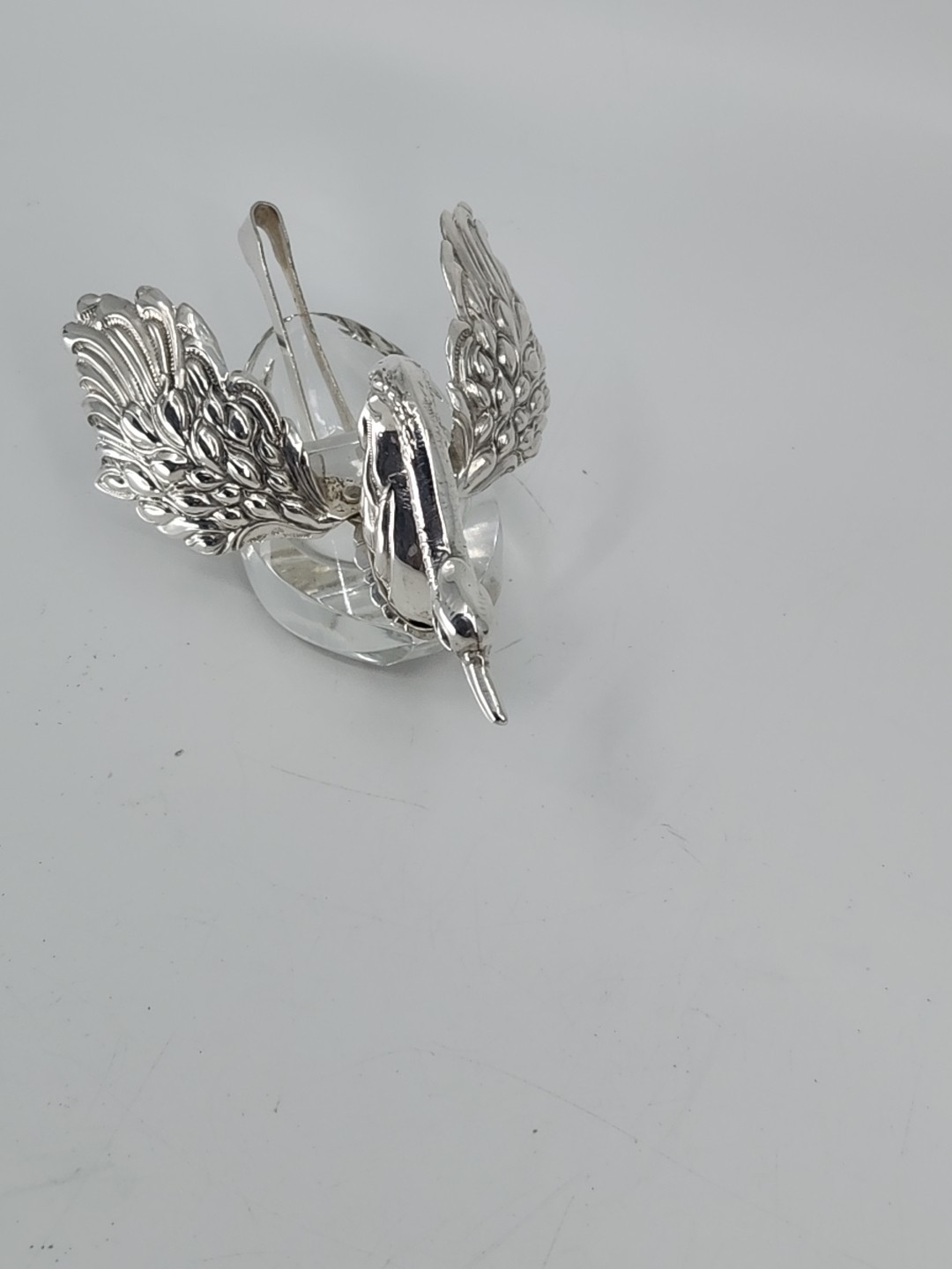 Vintage ALBO 835 Silver Crystal Swan Salt Pepper Cellars Albert Bodemer STAMPED