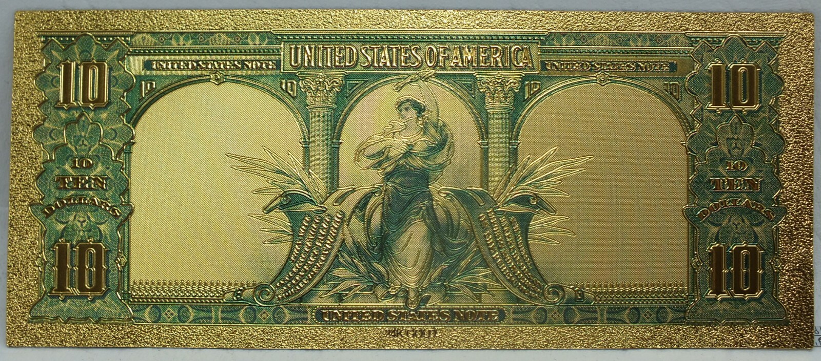 1901 $10 Bison Buffalo Novelty 24K Gold Foil Plated Note Bill 6" Currency GFN20