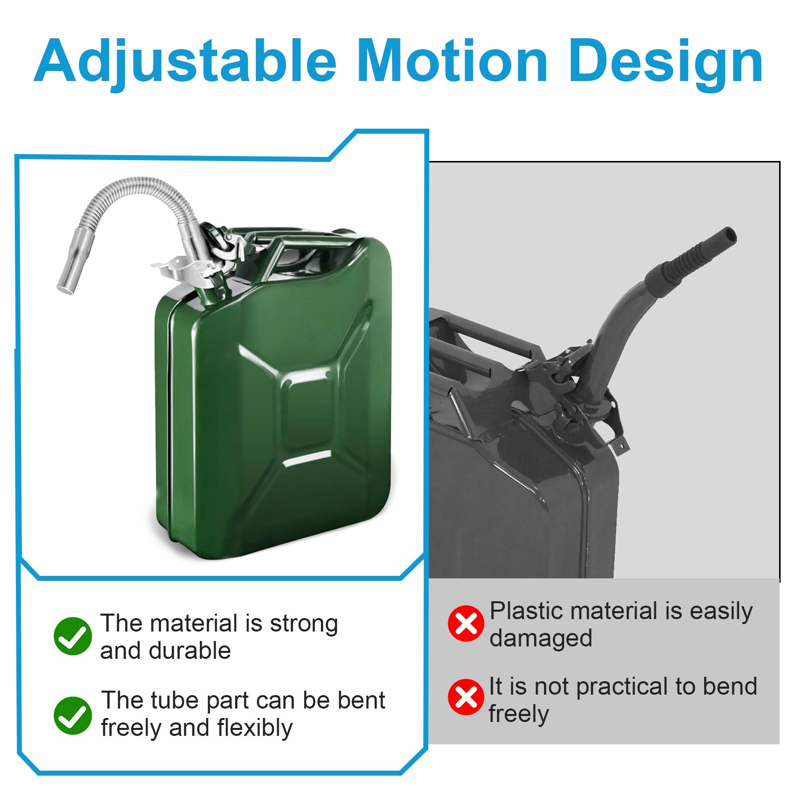 Stainless Steel Gas Can Spout w/ Nozzle 29.5cm Flexible for Jerry Can 5L 10L 20L