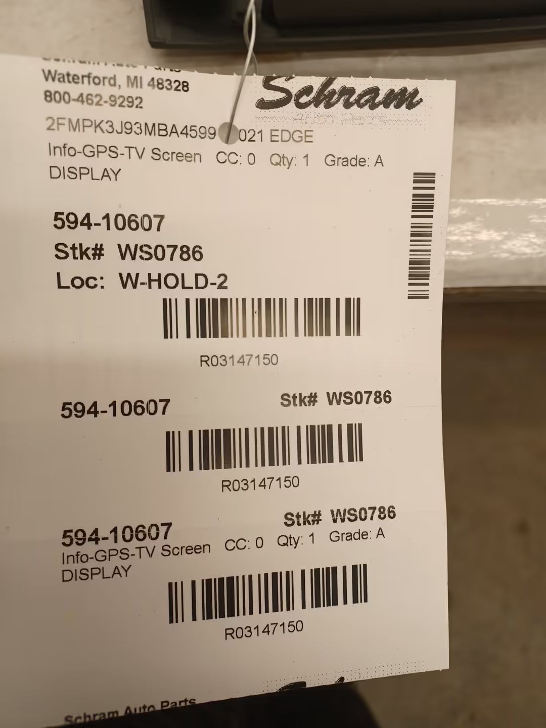 Info-GPS-TV Screen Front Center Dash Mounted Fits 21-24 EDGE 3147150