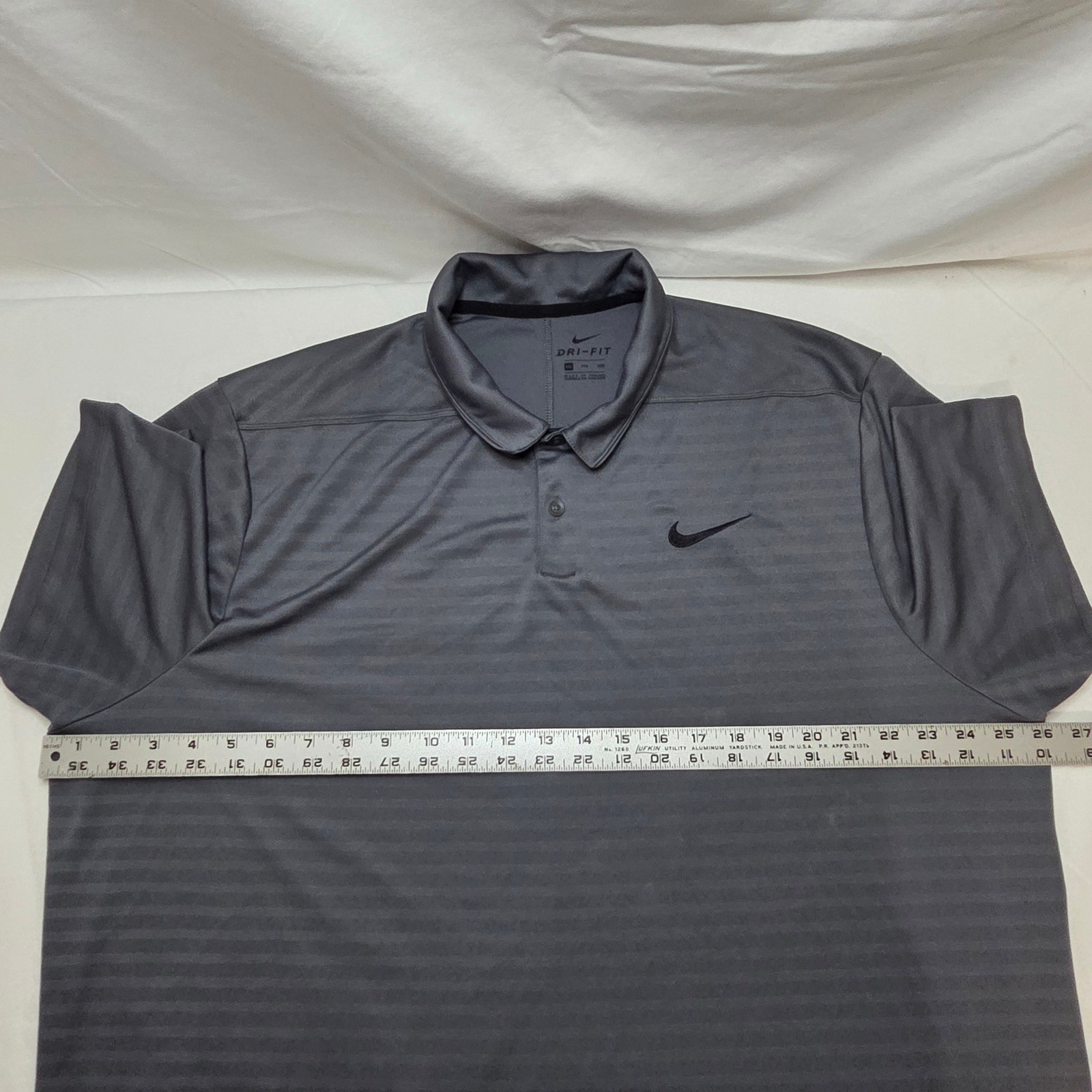 Nike Dri-FIT Gray Striped Golf Polo Shirt Athletic Men's XXL