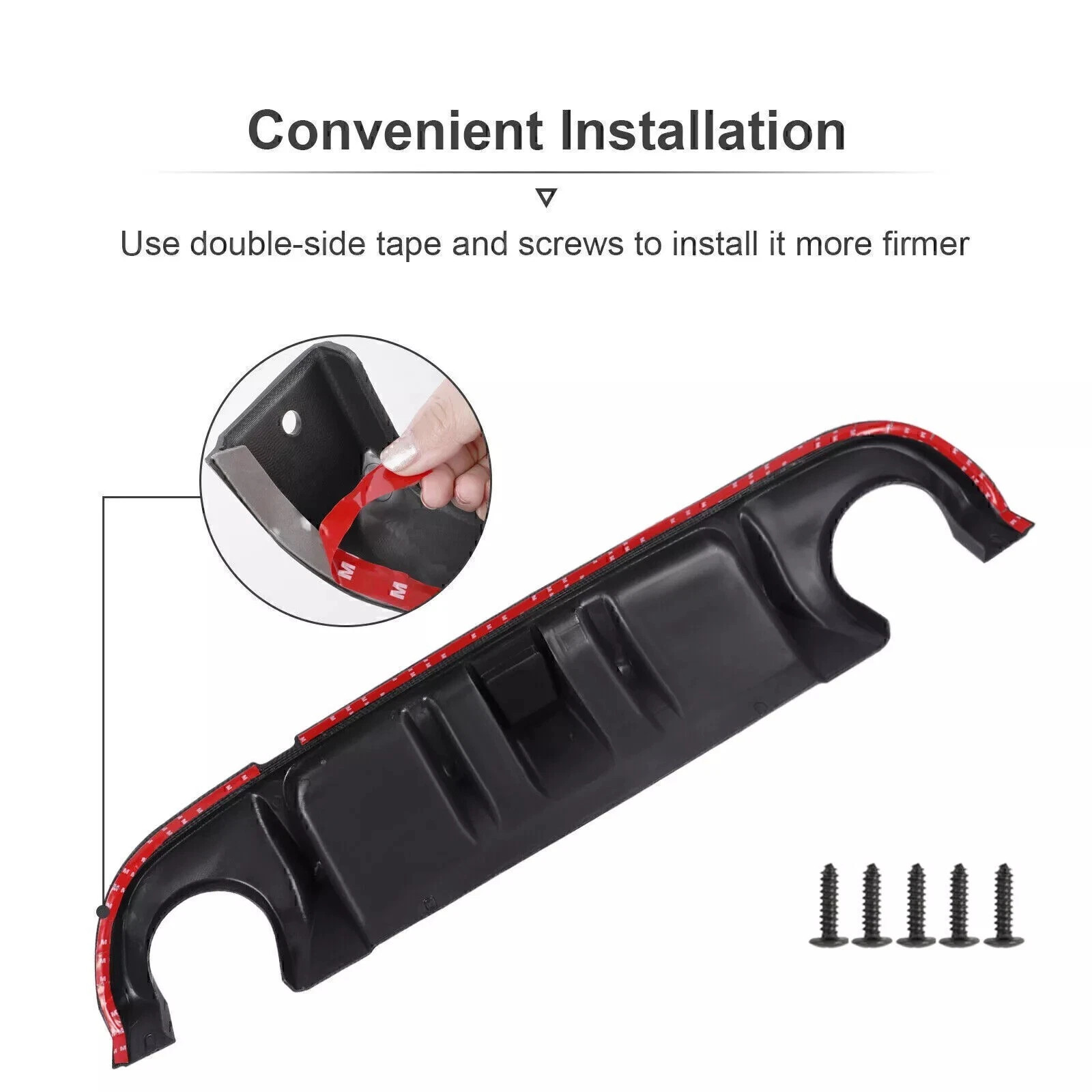 Fit 2014-2017 Infiniti Q50 Glossy Black Rear Bumper Diffuser W/ LED Brake Light