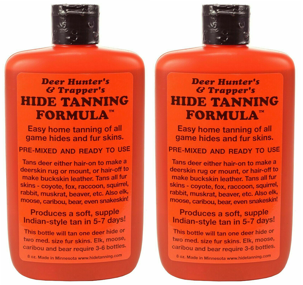 Fur Hide Tanning Formula for Hunters and Trappers - 2 Pack of 8 oz Hide Formula