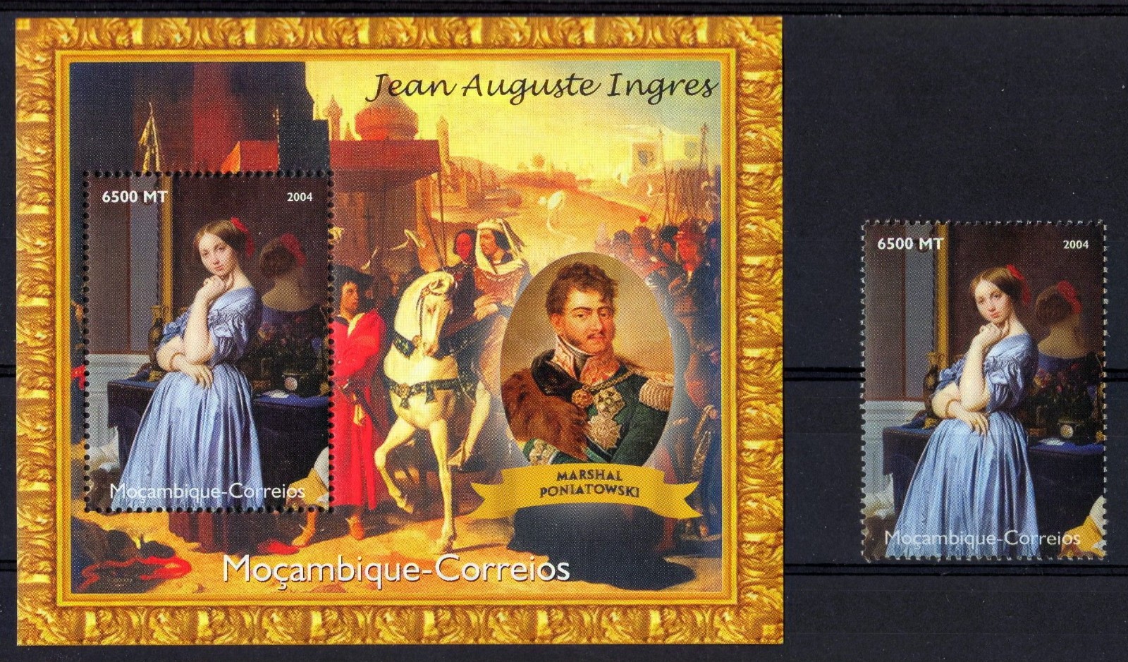 Mozambique 2004 MARSHAL PRINCE JOZEF PONIATOWSKI-JEAN-AUGUSTE INGRES Single+S/S