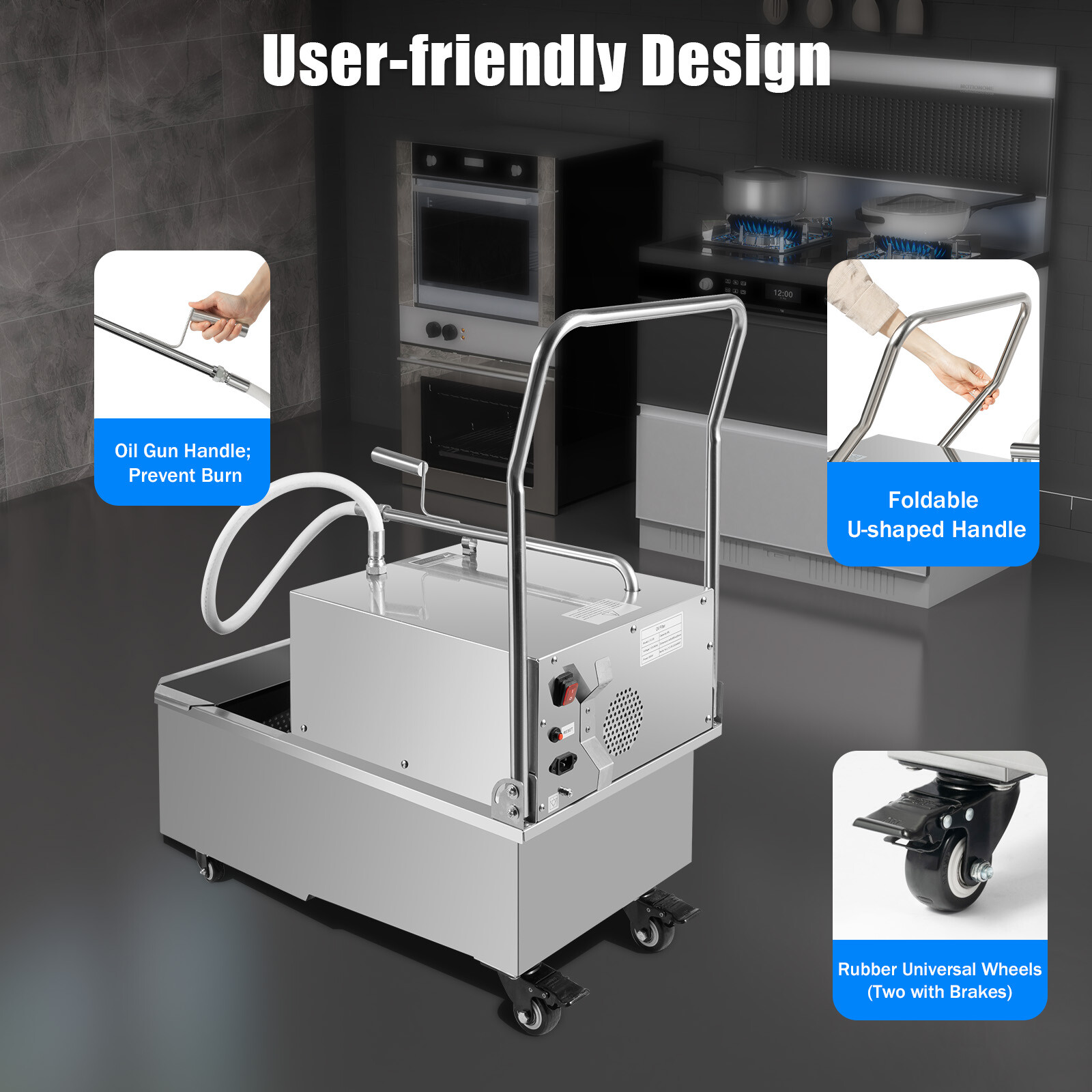 Commercial Fryer Oil Filter Cart Machine Kitchen Oil Filter System USA