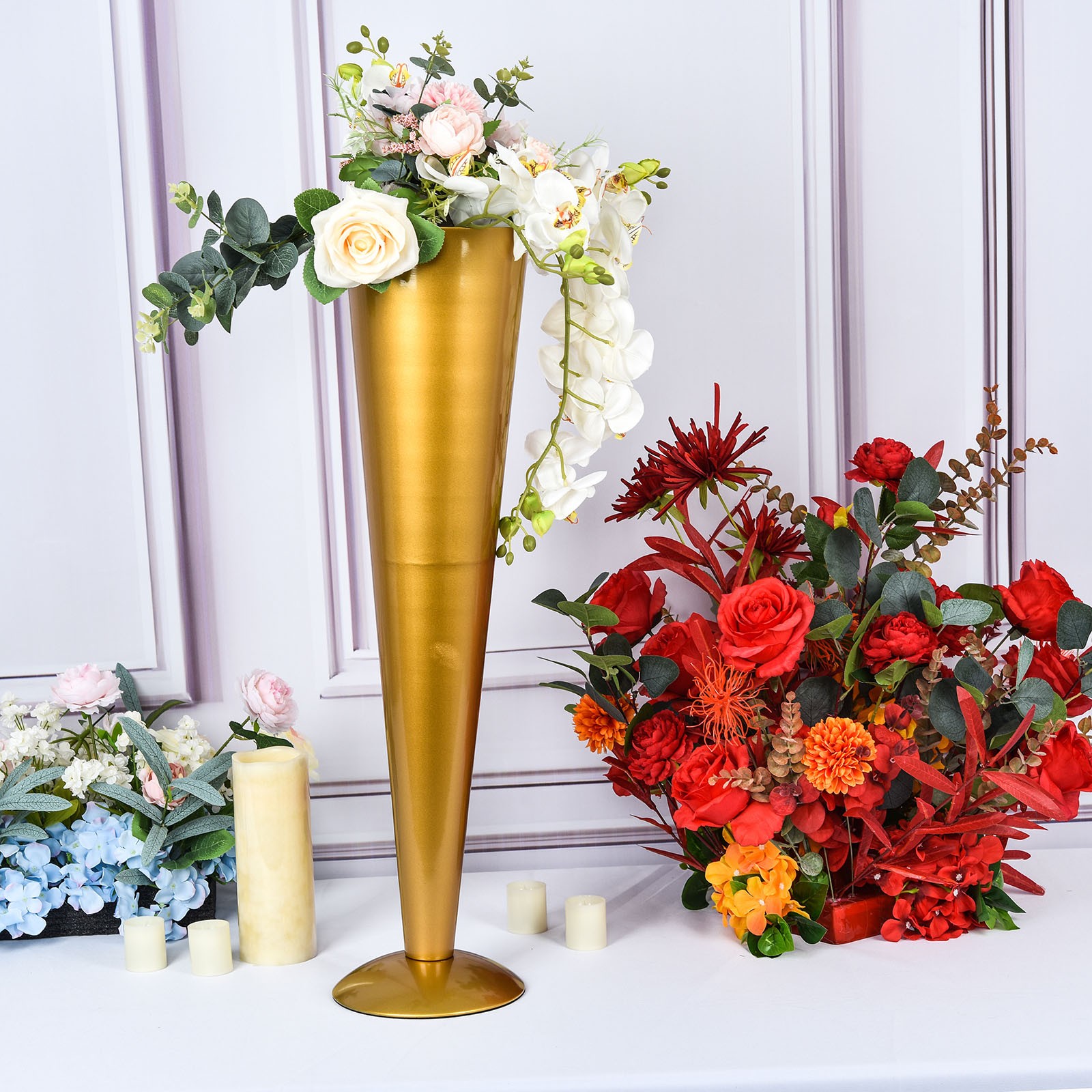 GOLD 27" METAL Trumpet Wedding FLOWER VASE Party Events Decorations Supplies